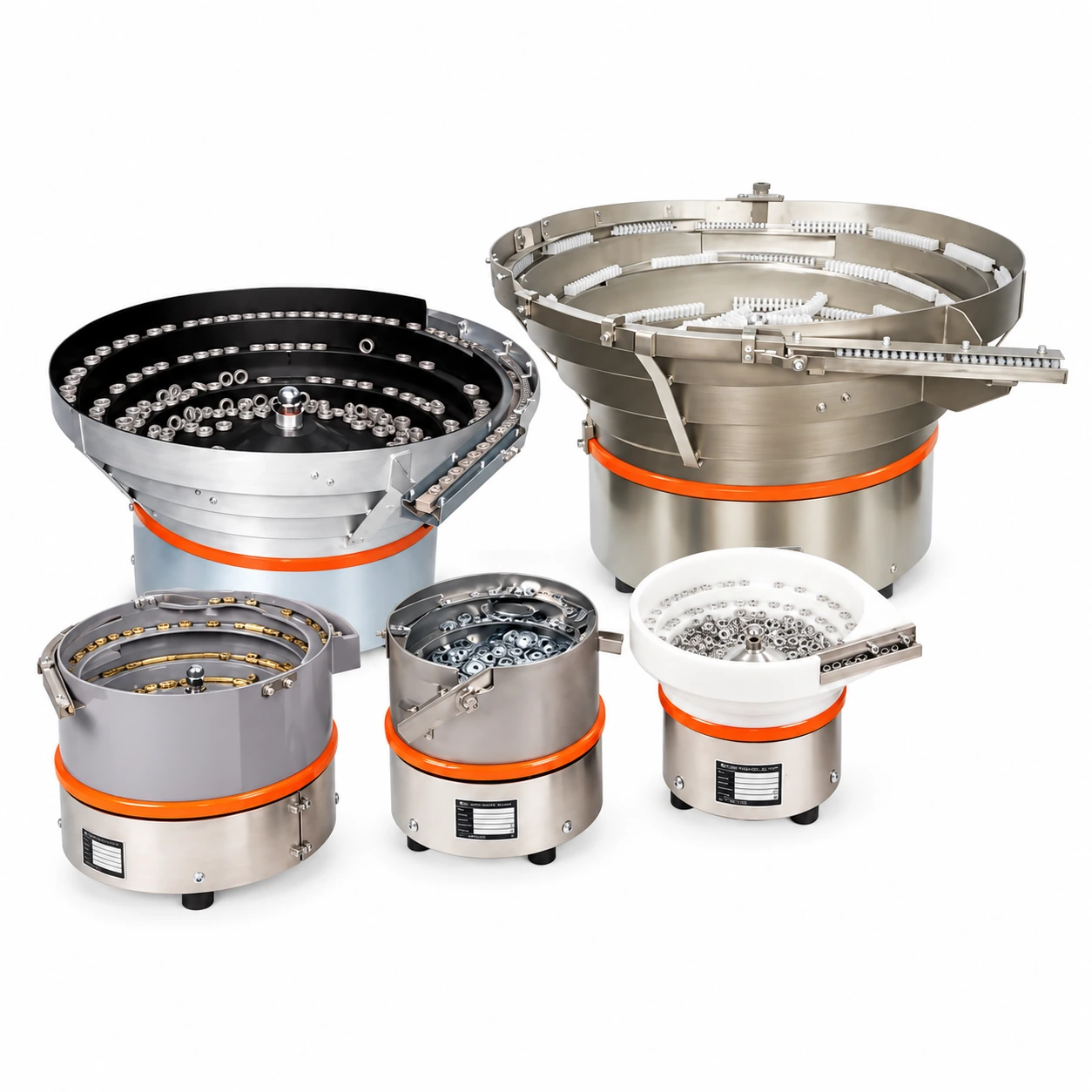 TUTUS vibratory bowl feeder range — enhanced catalogue photograph