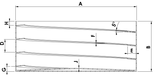 CS bowl section — A to J dimensions