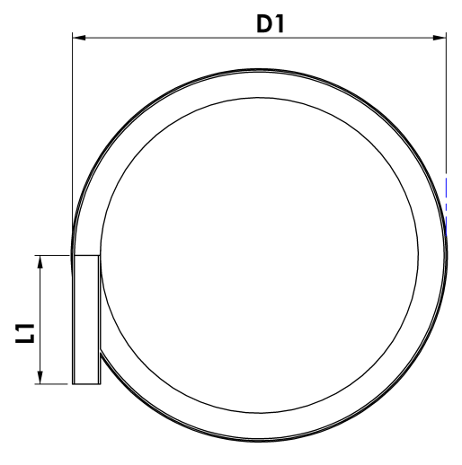 Bowl diameter and outlet — plan view